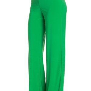 AZULES Women High Waisted Long Palazzos Small Green Wide Leg Flowing Pants